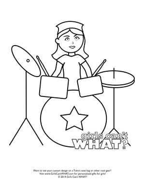 drummer girl coloring page