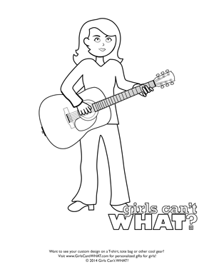 guitar girl coloring page