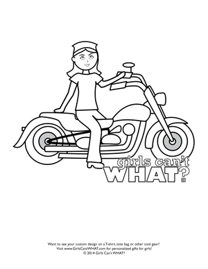 biker girl coloring page